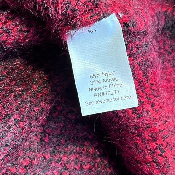 SO Red/Black Checkered Fluffy Soft Long Sweater - Picture 5 of 13